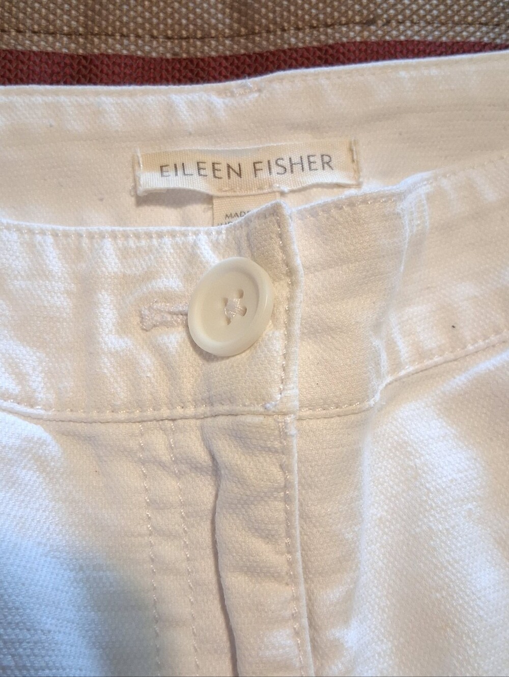 Eileen Fisher White Organic Cotton Blend Pant Classic Tapered High Rise Sz4 - Picture 12 of 16